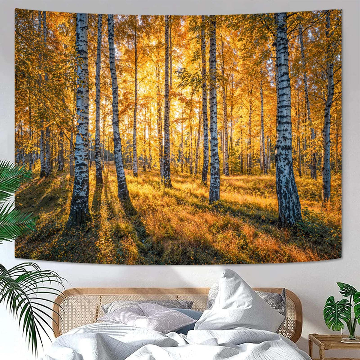 Zussun Nature Forest Tapestry Green Tree Wall Tapestry for Bedroom Aesthetic Plant Stream Pool Landscape Small Tapestries Wall Hanging for Dorm Living Room Decor 48 x 36 Inch