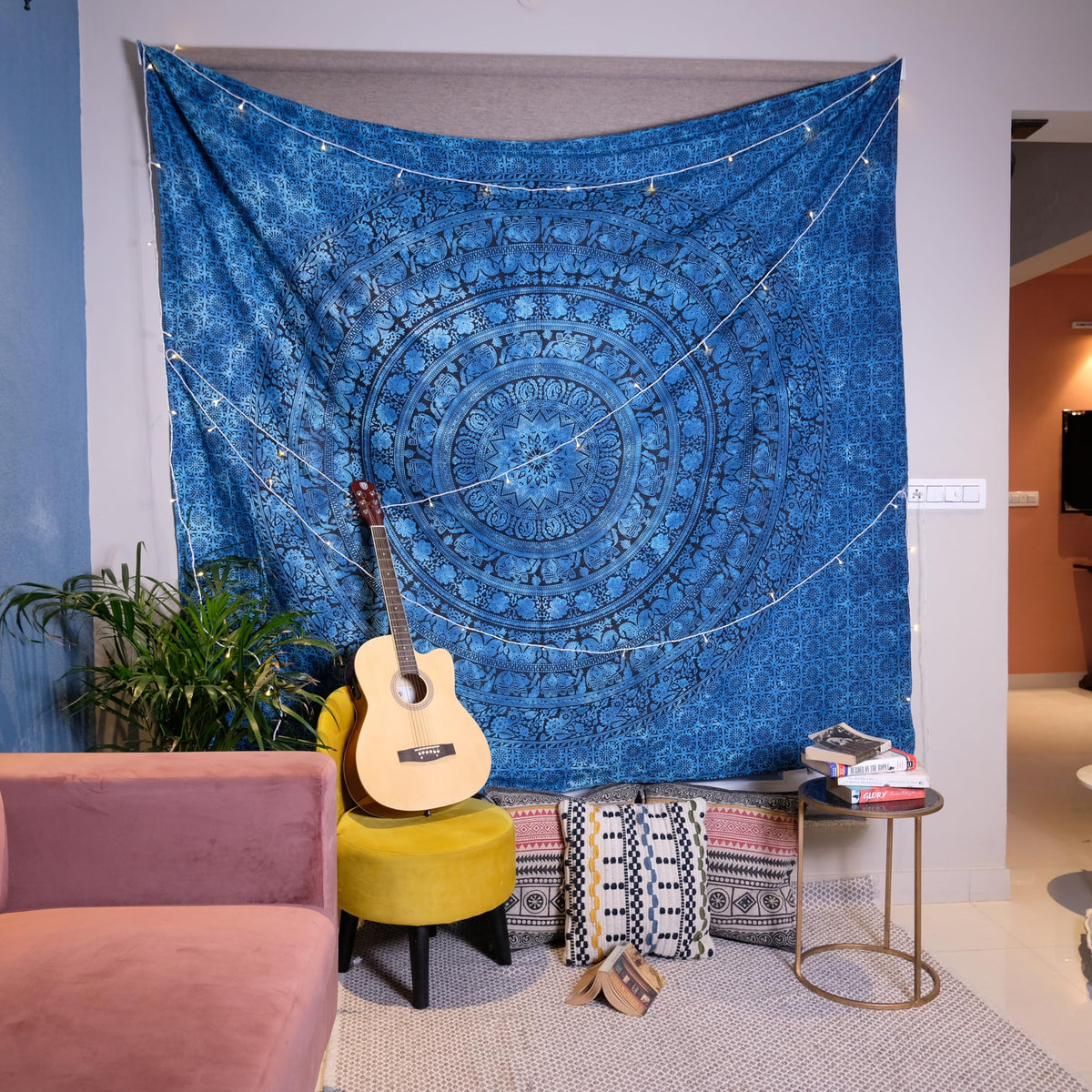 Craft Trade Cotton Mandala Tapestry, Indian Wall Hanging Decor, 50x60 In