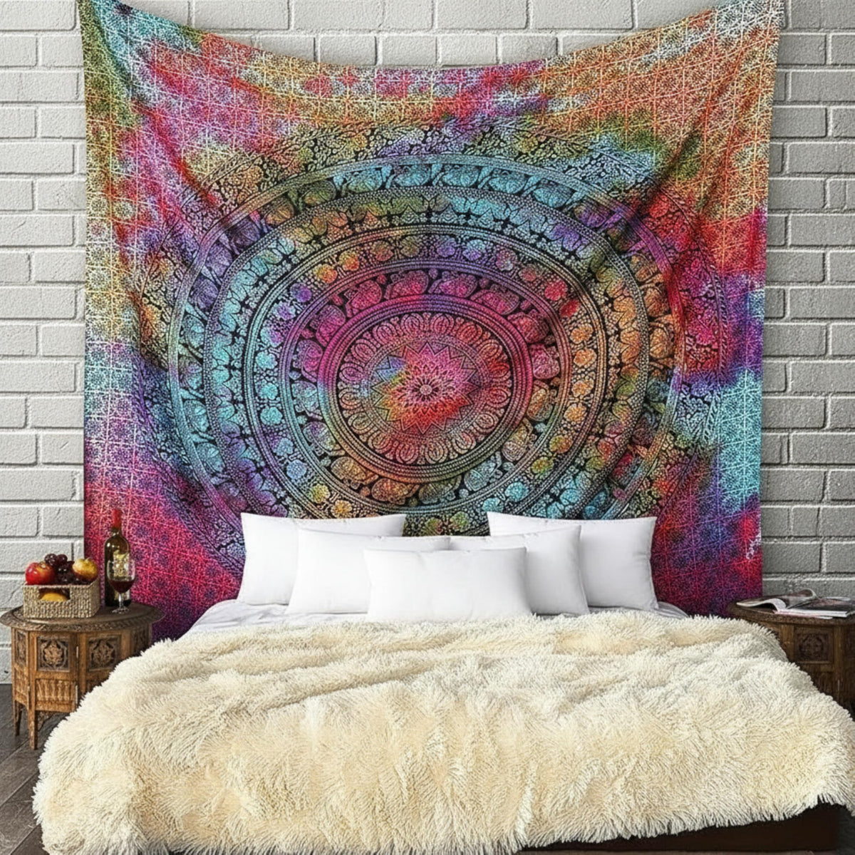 Craft Trade Cotton Mandala Tapestry, Indian Wall Hanging Decor, 50x60 In