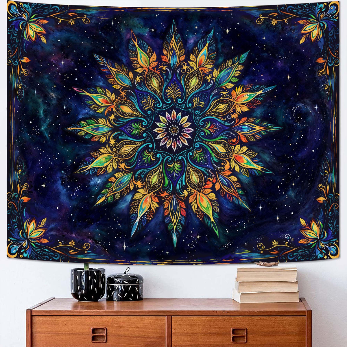 Fowocu Boho Floral Mandala Tapestry Wall Hanging Bohemian Flower Medallion Tapestry Aesthetic Beige Brown Hippie Indian Small Tapestries for Bedroom Living Room Dorm Decor 40 x 30 Inch