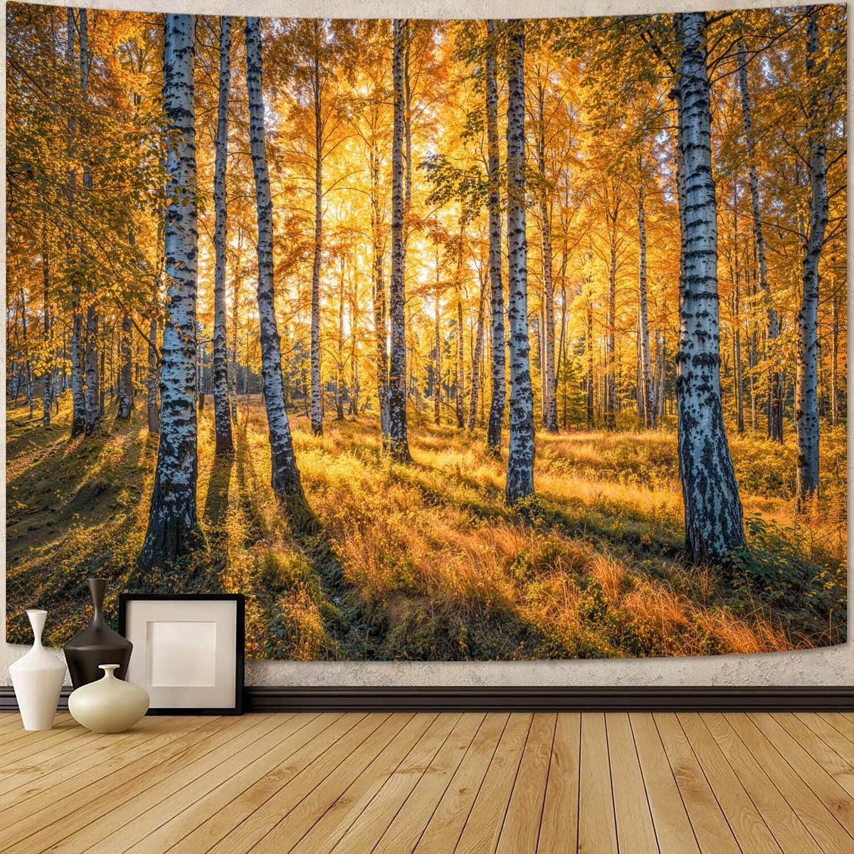 Zussun Nature Forest Tapestry Green Tree Wall Tapestry for Bedroom Aesthetic Plant Stream Pool Landscape Small Tapestries Wall Hanging for Dorm Living Room Decor 48 x 36 Inch