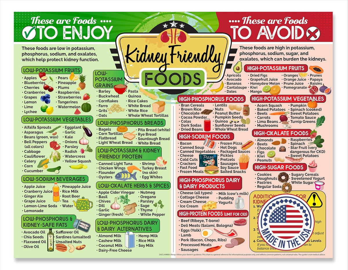 Kidney Friendly Food List Chart Magnet – Renal Diet & Kidney Disease