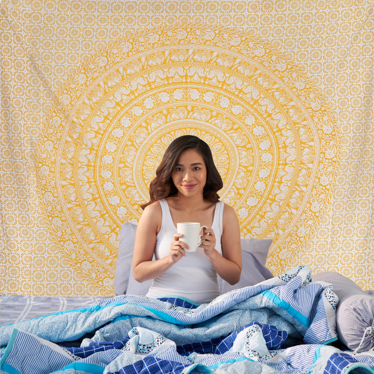 Craft Trade Cotton Mandala Tapestry, Indian Wall Hanging Decor, 50x60 In