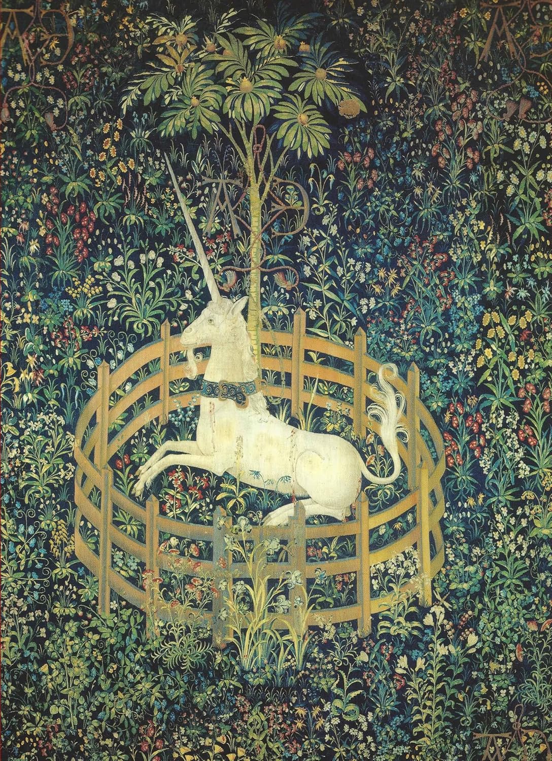 Medieval Tapestry Style Unicorn In Enclosed Garden (Unframed,28x40 inch)